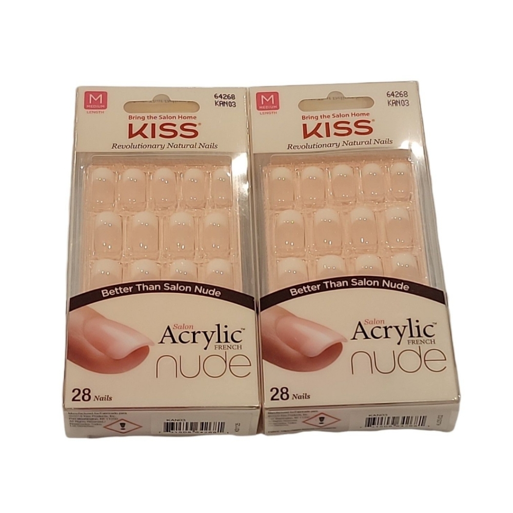 NIB KISS Salon Acrylic French Nude Nails Medium ×2